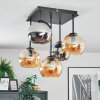Koyoto Plafondlamp, Kogellampje Amber, Chroom, Rookkleurig, 5-lichts