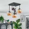Koyoto Plafondlamp, Kogellampje Amber, Chroom, Rookkleurig, 5-lichts