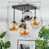 Koyoto Plafondlamp, Kogellampje Amber, Chroom, Rookkleurig, 5-lichts