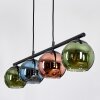 Koyoto Hanglamp, Kogellampje, Hanglamp Blauw, Groen, Koperkleurig, 4-lichts