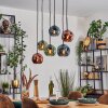 Ripoll Hanglamp, Kogellampje, Hanglamp Blauw, Groen, Koperkleurig, 6-lichts