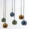Ripoll Hanglamp, Kogellampje, Hanglamp Blauw, Groen, Koperkleurig, 6-lichts