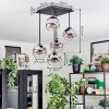 Ripoll Plafondlamp, Kogellampje Chroom, Duidelijk, Rookkleurig, 5-lichts