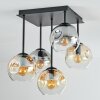 Ripoll Plafondlamp, Kogellampje Amber, Duidelijk, Rookkleurig, 5-lichts