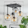 Koyoto Plafondlamp, Kogellampje 37 cm Amber, Duidelijk, Rookkleurig, 5-lichts