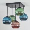 Koyoto Plafondlamp, Kogellampje Blauw, Groen, Koperkleurig, 5-lichts Koyoto Plafondlamp, Kogellampje Blauw, Groen, Koperkleurig, 5-lichts