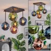 Gastor Plafondlamp, Kogellampje Blauw, Groen, Koperkleurig, 5-lichts