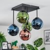 Gastor Plafondlamp, Kogellampje Blauw, Groen, Koperkleurig, 5-lichts