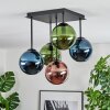 Gastor Plafondlamp, Kogellampje Blauw, Groen, Koperkleurig, 5-lichts