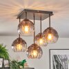 Koyoto Plafondlamp, Kogellampje 37 cm Duidelijk, Rookkleurig, 5-lichts