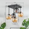 Koyoto Plafondlamp, Kogellampje 37 cm Amber, Rookkleurig, 5-lichts
