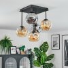 Ripoll Plafondlamp, Kogellampje Amber, Rookkleurig, 5-lichts