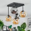 Ripoll Plafondlamp, Kogellampje Amber, Rookkleurig, 5-lichts