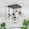 Koyoto Plafondlamp, Kogellampje Chroom, Duidelijk, Rookkleurig, 5-lichts