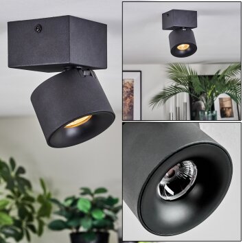 Narel Plafondlamp, Plafondspot LED Zwart, 1-licht