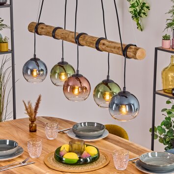 Koyoto Hanglamp, Kogellampje, Hanglamp Natuurlijke kleuren, Zwart, 5-lichts Koyoto Hanglamp, Kogellampje, Hanglamp Natuurlijke kleuren, Zwart, 5-lichts