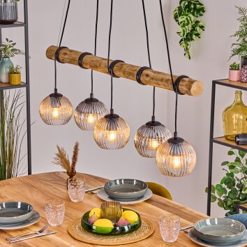Koyoto Hanglamp, Kogellampje, Hanglamp Natuurlijke kleuren, Zwart, 5-lichts Koyoto Hanglamp, Kogellampje, Hanglamp Natuurlijke kleuren, Zwart, 5-lichts