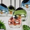 Koyoto Plafondlamp, Kogellampje Blauw, Groen, Duidelijk, Koperkleurig, 5-lichts