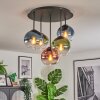 Koyoto Plafondlamp, Kogellampje Blauw, Groen, Duidelijk, Koperkleurig, 5-lichts
