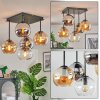 Koyoto Plafondlamp, Kogellampje Amber, Chroom, Duidelijk, Rookkleurig, 5-lichts