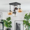 Koyoto Plafondlamp, Kogellampje Amber, Chroom, Duidelijk, Rookkleurig, 5-lichts