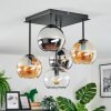 Koyoto Plafondlamp, Kogellampje Amber, Chroom, Duidelijk, Rookkleurig, 5-lichts