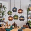 Koyoto Hanglamp, Kogellampje, Hanglamp Blauw, Groen, Koperkleurig, 6-lichts