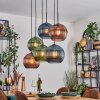Koyoto Hanglamp, Kogellampje, Hanglamp Blauw, Groen, Koperkleurig, 6-lichts