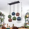 Koyoto Hanglamp, Kogellampje, Hanglamp Blauw, Groen, Koperkleurig, 6-lichts