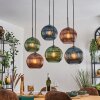 Koyoto Hanglamp, Kogellampje, Hanglamp Blauw, Groen, Koperkleurig, 6-lichts