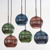 Koyoto Hanglamp, Kogellampje, Hanglamp Blauw, Groen, Koperkleurig, 6-lichts