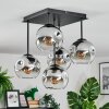 Ripoll Plafondlamp, Kogellampje Chroom, Duidelijk, Rookkleurig, 5-lichts