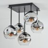 Ripoll Plafondlamp, Kogellampje Chroom, Duidelijk, Rookkleurig, 5-lichts