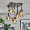 Ripoll Plafondlamp, Kogellampje Chroom, Duidelijk, Rookkleurig, 5-lichts