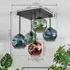 Ripoll Plafondlamp, Kogellampje Blauw, Groen, Koperkleurig, 5-lichts