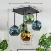 Ripoll Plafondlamp, Kogellampje Blauw, Goud, Groen, 5-lichts