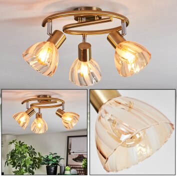 Saire Plafondlamp, Plafondspot Chroom, Messing, 3-lichts