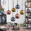 Koyoto Hanglamp, Kogellampje, Hanglamp Blauw, Goud, Koperkleurig, 6-lichts