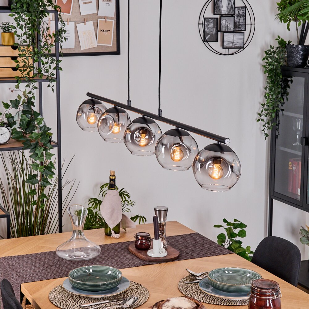 Ripoll Hanglamp, Kogellampje, Hanglamp Duidelijk, Rookkleurig, 5-lichts main product photo