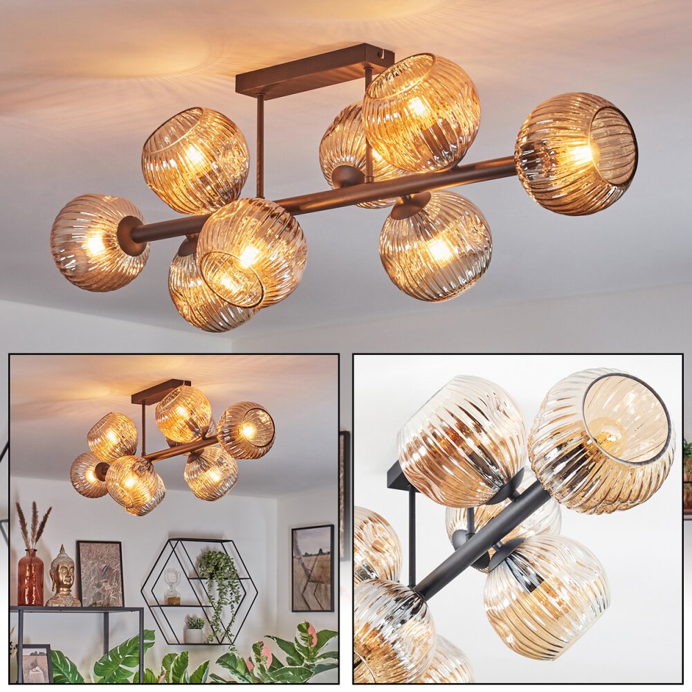 Ripoll Plafondlamp, Kogellampje Amber, 8-lichts main product photo
