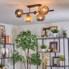 Ripoll Plafondlamp, Kogellampje Amber, Duidelijk, Rookkleurig, 5-lichts