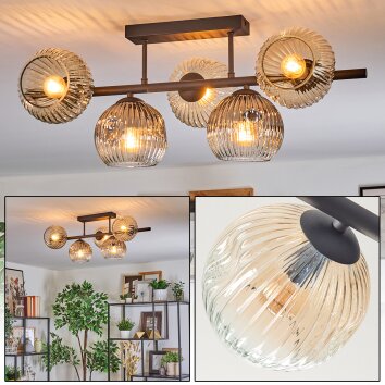 Ripoll Plafondlamp, Kogellampje Amber, Duidelijk, Rookkleurig, 5-lichts Ripoll Plafondlamp, Kogellampje Amber, Duidelijk, Rookkleurig, 5-lichts