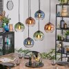 Koyoto Hanglamp, Kogellampje, Hanglamp Blauw, Groen, Duidelijk, Koperkleurig, 6-lichts