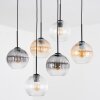 Koyoto Hanglamp, Kogellampje, Hanglamp Amber, Duidelijk, Rookkleurig, 6-lichts