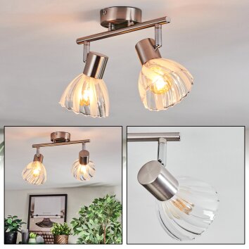Saire Plafondlamp, Plafondspot Chroom, Nikkel mat, 2-lichts