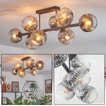 Ripoll Plafondlamp, Kogellampje Duidelijk, Rookkleurig, 8-lichts