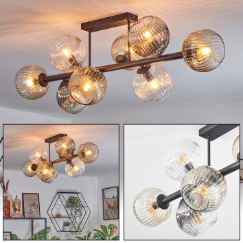 Ripoll Plafondlamp, Kogellampje Amber, Duidelijk, Rookkleurig, 8-lichts