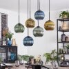 Koyoto Hanglamp, Kogellampje, Hanglamp Blauw, Goud, Groen, 6-lichts