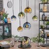 Koyoto Hanglamp, Kogellampje, Hanglamp Blauw, Goud, Groen, Duidelijk, 6-lichts