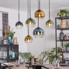 Koyoto Hanglamp, Kogellampje, Hanglamp Blauw, Goud, Groen, Duidelijk, 6-lichts